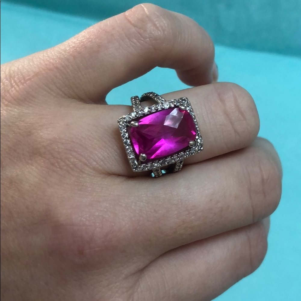 Pink 925 Statement Cocktail Ring - image 1
